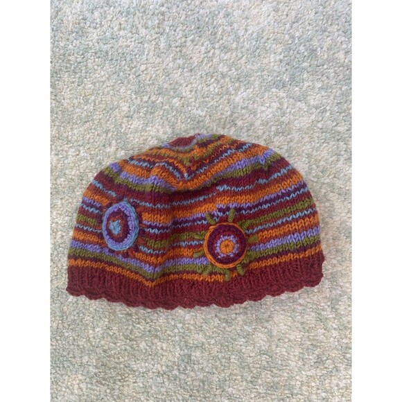 Lost Horizons Hat Womens One Size Colorful Wool Floral Lined Handmade In Nepal - Picture 1 of 6
